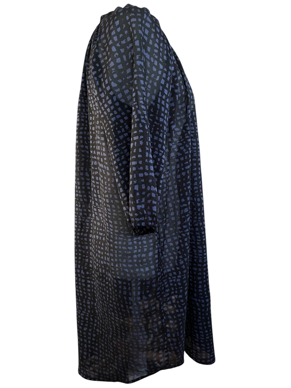 Collective Concepts Navy and Black Button-Front Patterned Shirt/Dress Size Large - Picture 3 of 6